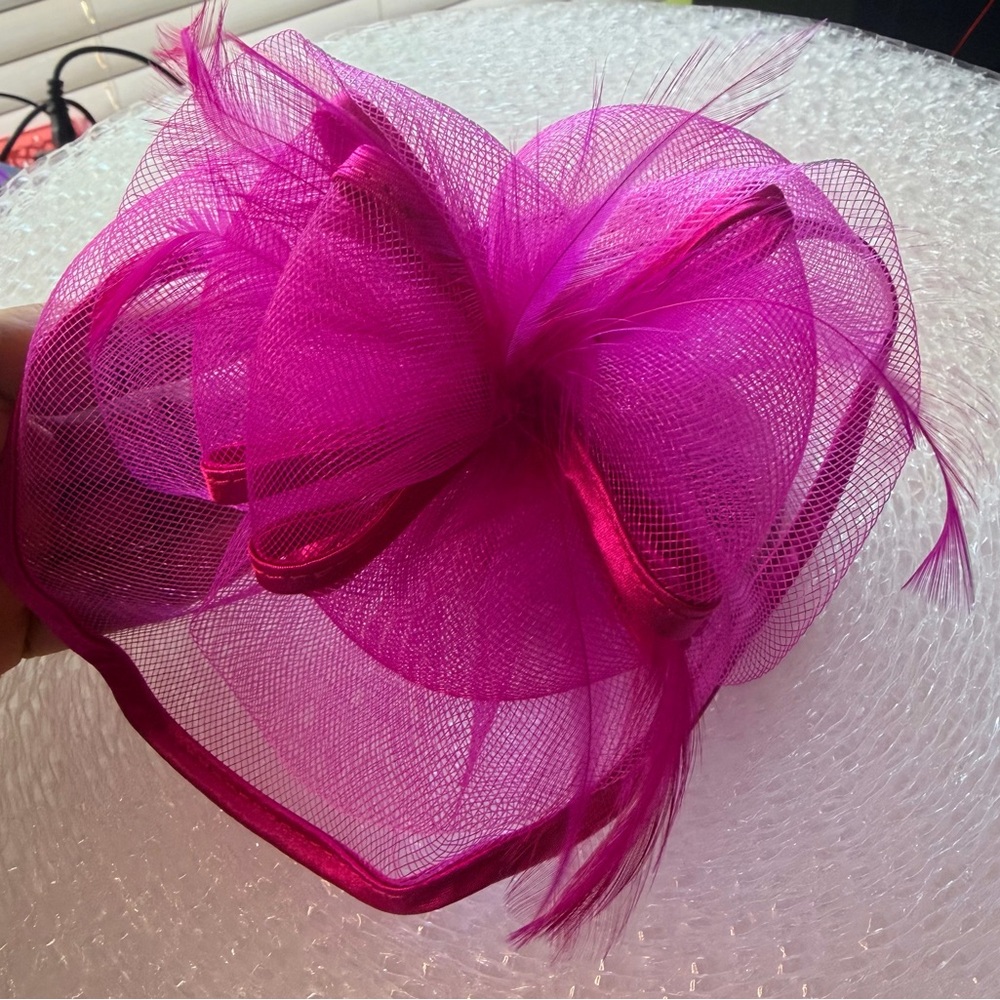 Hot Pink Fascinator Headband Church Derby Tea Party Easter Wedding Hat Women